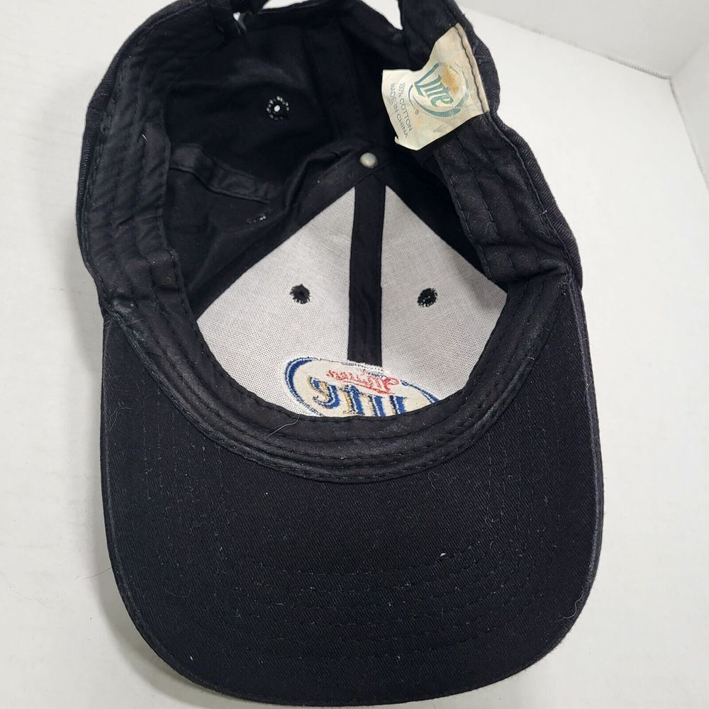 Miller Lite Beer Black Hat One Size Adjustable Hook Loop - Picture 5 of 7